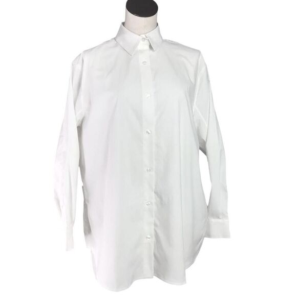Athleta Shirt Womens S White Relaxed Long Sleeve Button Up Oversized Poplin Top - Picture 1 of 9
